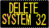 Animated text that is spinning that say 'DELETE SYSTEM 32'